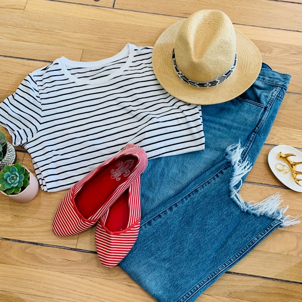 Red Striped Flats